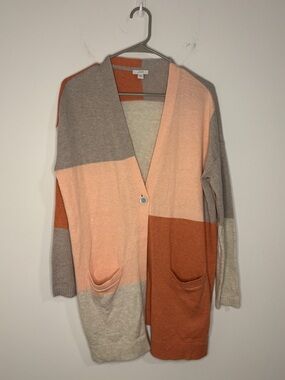Pure Jill J. Jill Colorblock Patchwork Longline Cardigan Sweater Sz S Duster